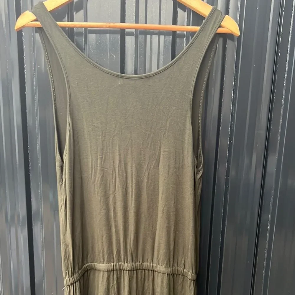 Michael Kors Olive Green Tank Maxi Dress Elastic Waist Plus Size 1X Fall Elegant